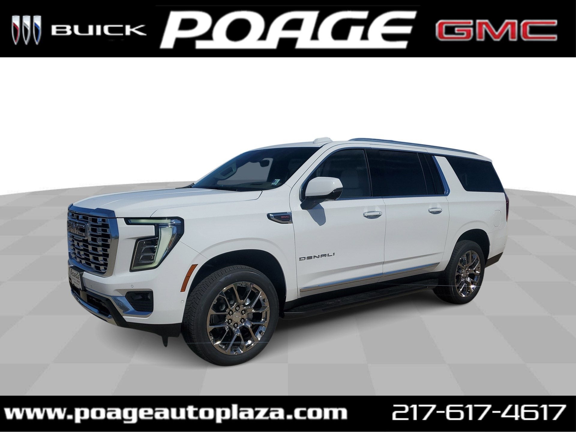 2026 GMC Yukon XL Denali in Summit White — front three-quarter view