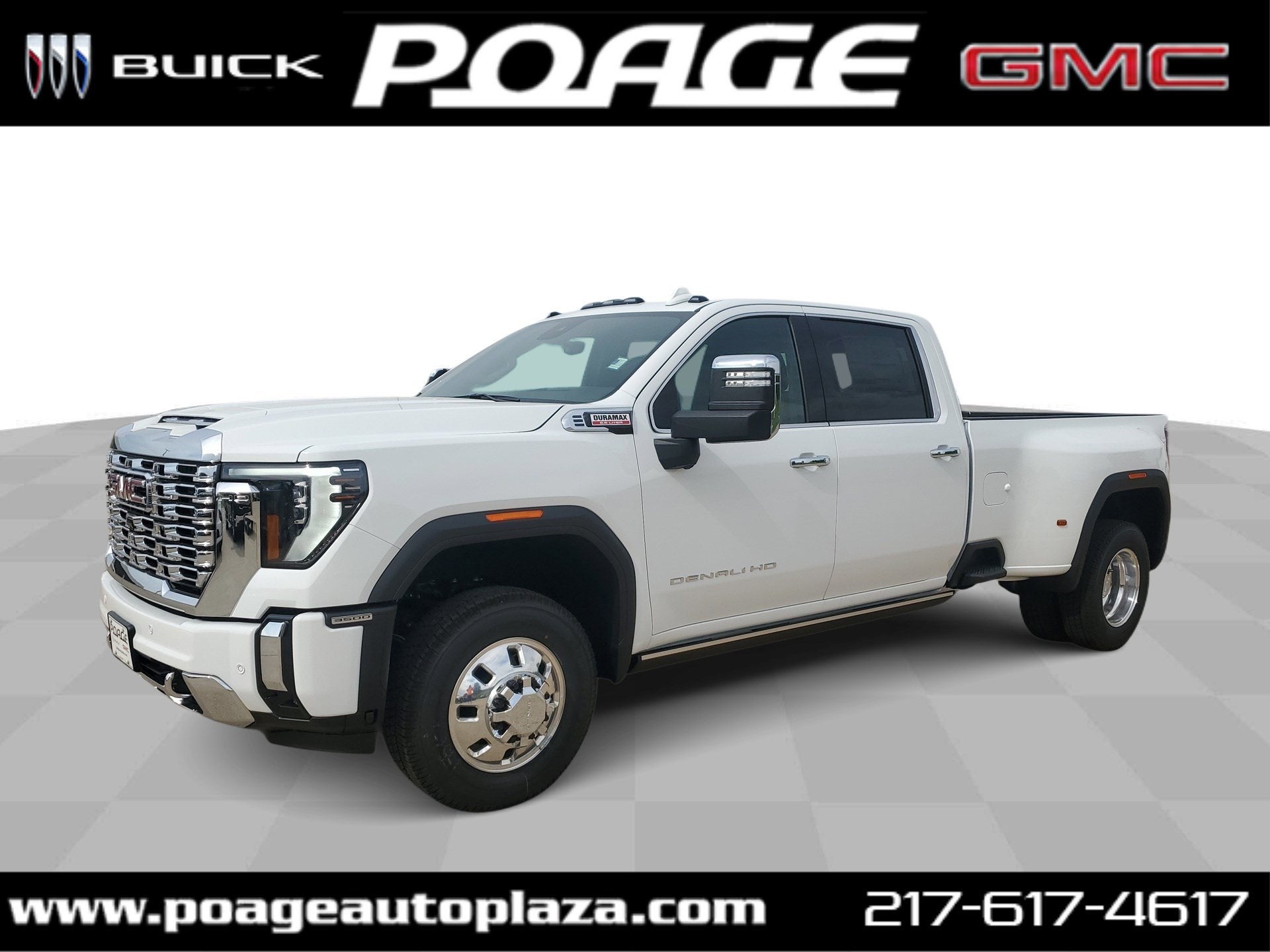 2026 GMC Sierra 3500 HD Denali DRW in Summit White — front three-quarter view