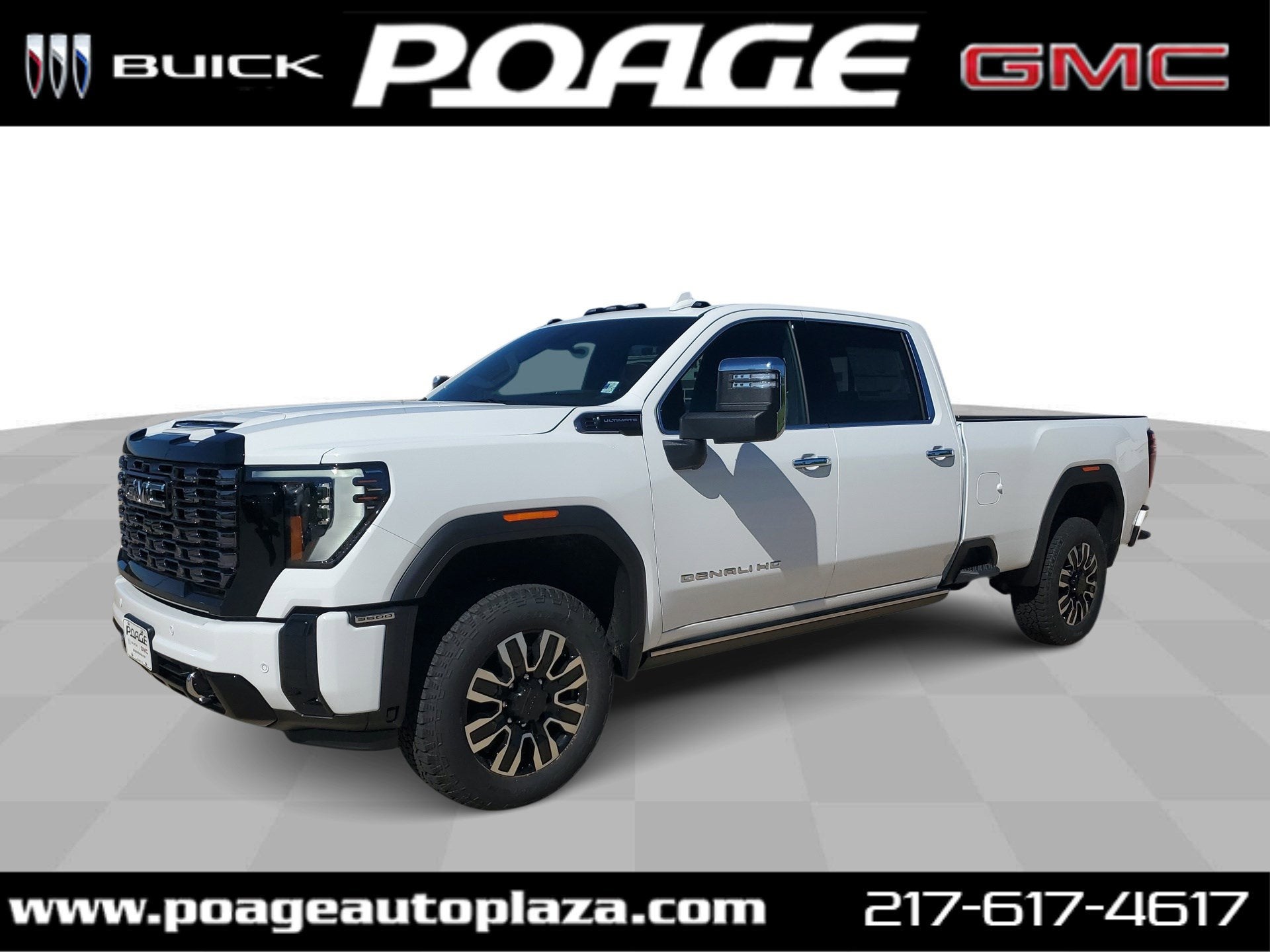 2026 GMC Sierra 3500 HD Denali Ultimate in Summit White — front three-quarter view
