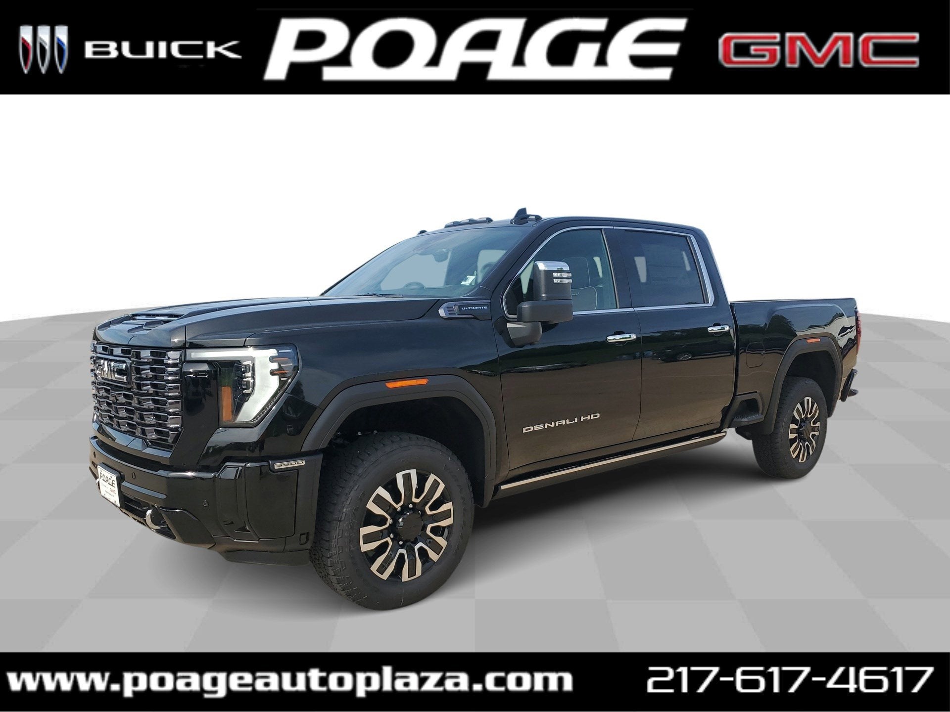 2026 GMC Sierra 3500 HD Denali Ultimate in Onyx Black — front three-quarter view