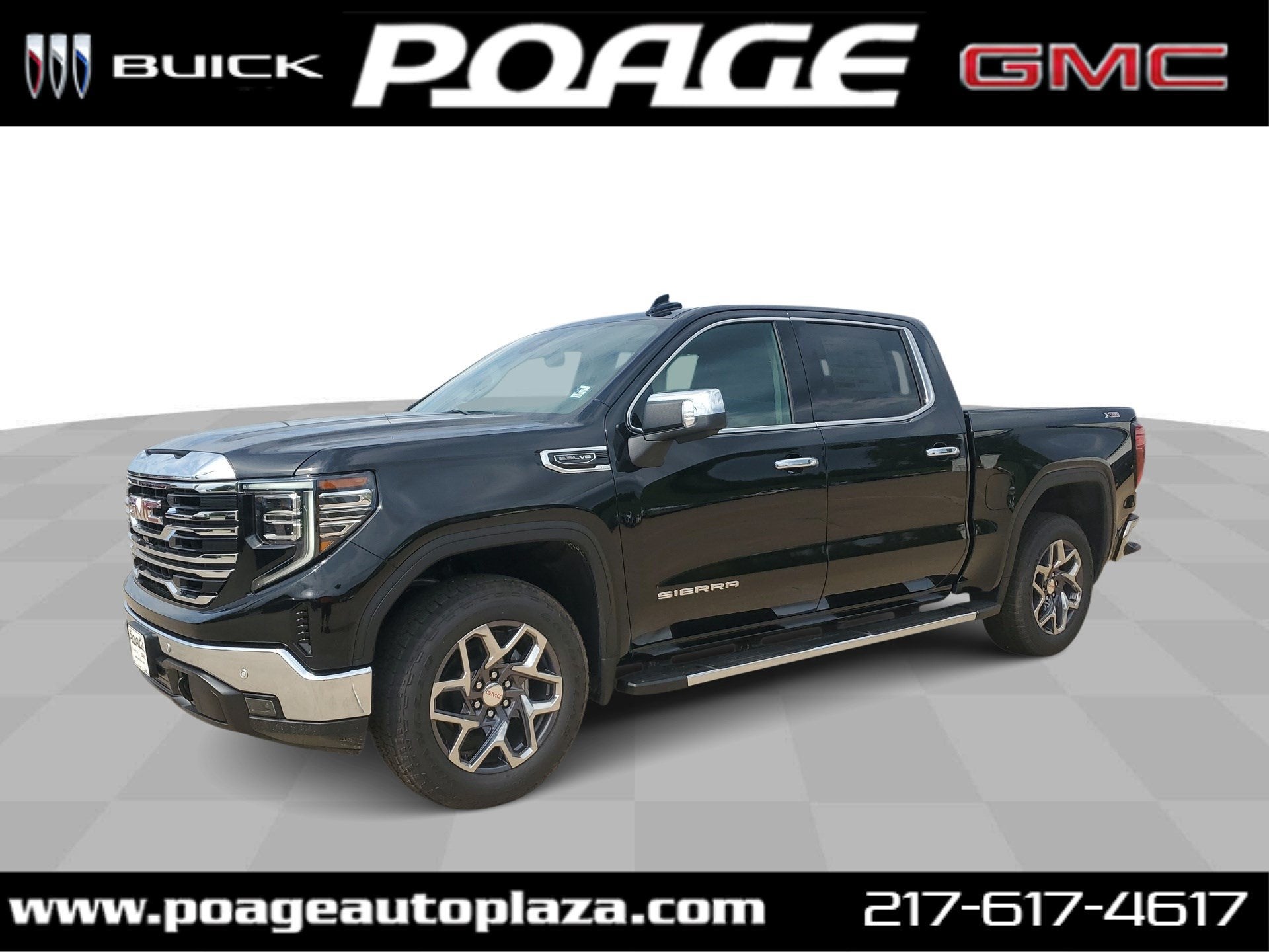 2026 GMC Sierra 1500 SLT in Onyx Black — front three-quarter view