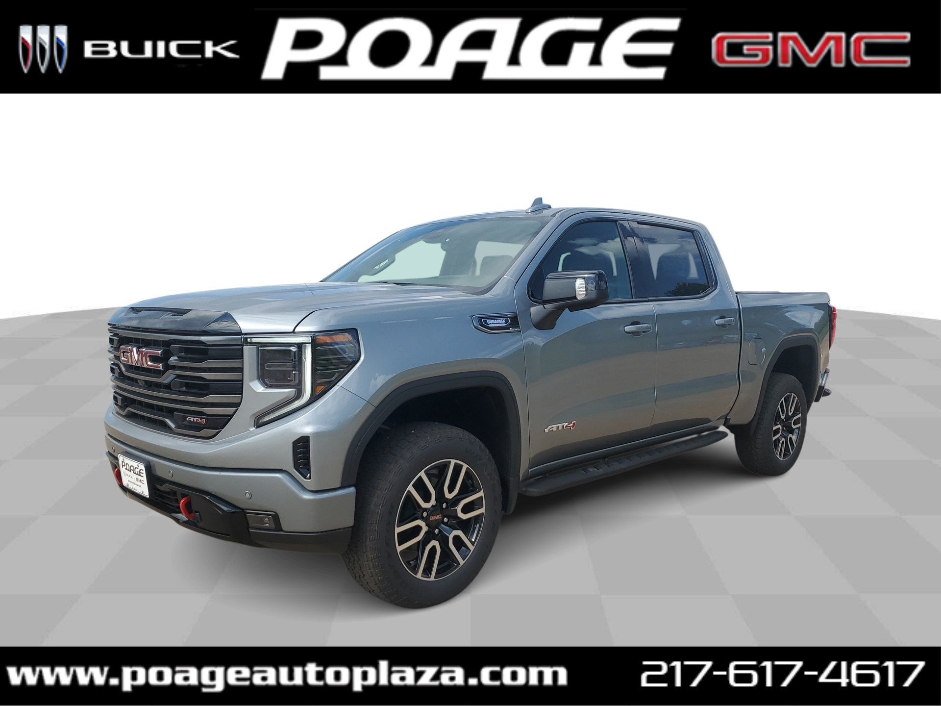 2026 GMC Sierra 1500 AT4 in Sterling Metallic — front three-quarter view