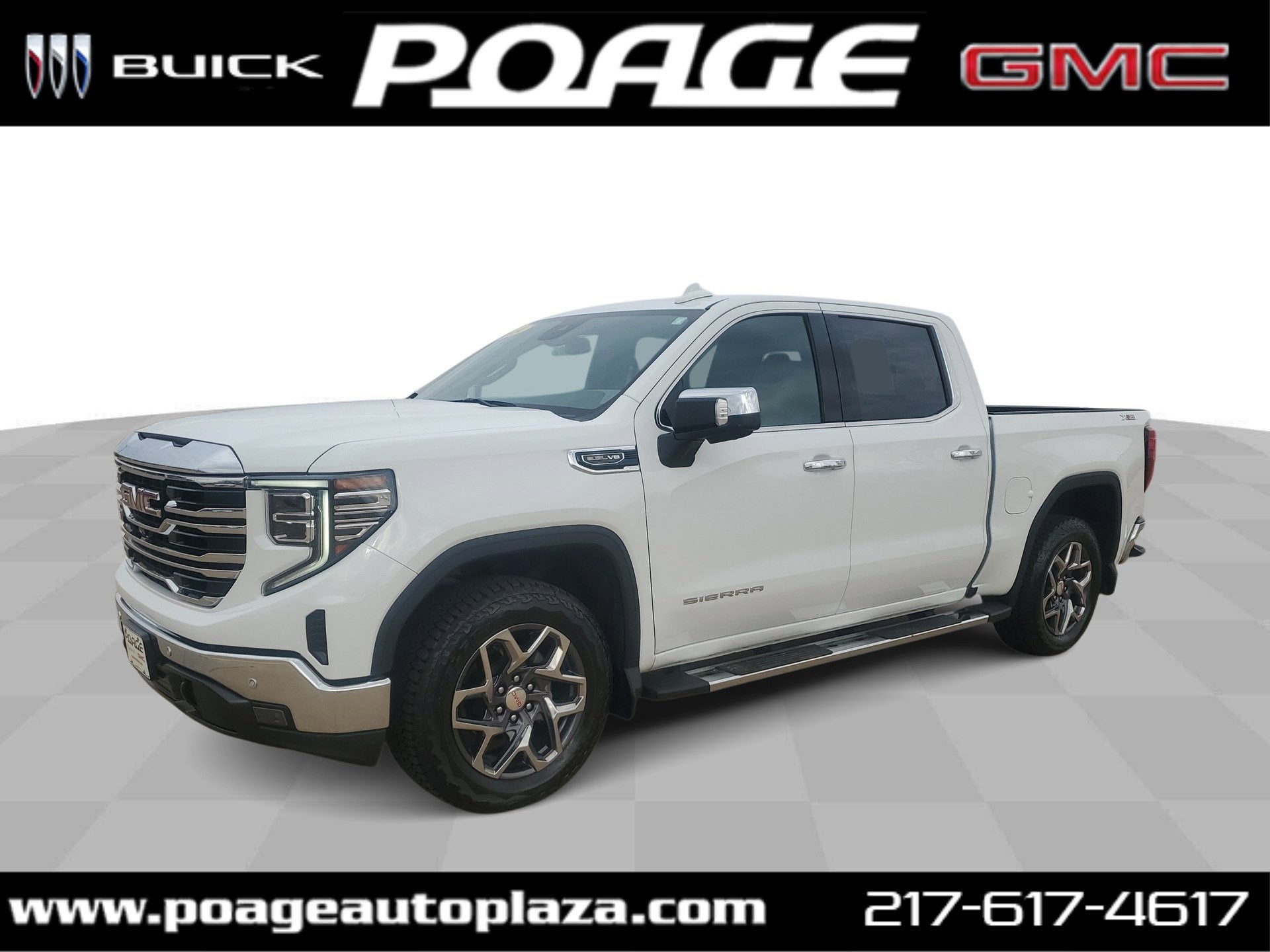 2024 GMC Sierra 1500 SLT in Summit White — front three-quarter view