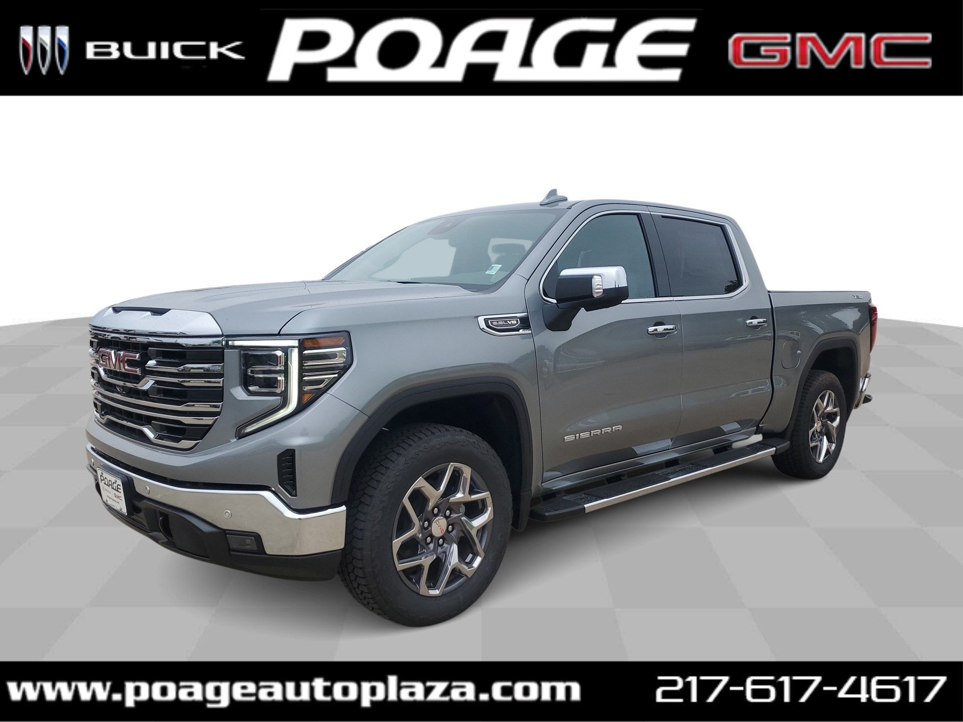 2026 GMC Sierra 1500 SLT in Sterling Metallic — front three-quarter view