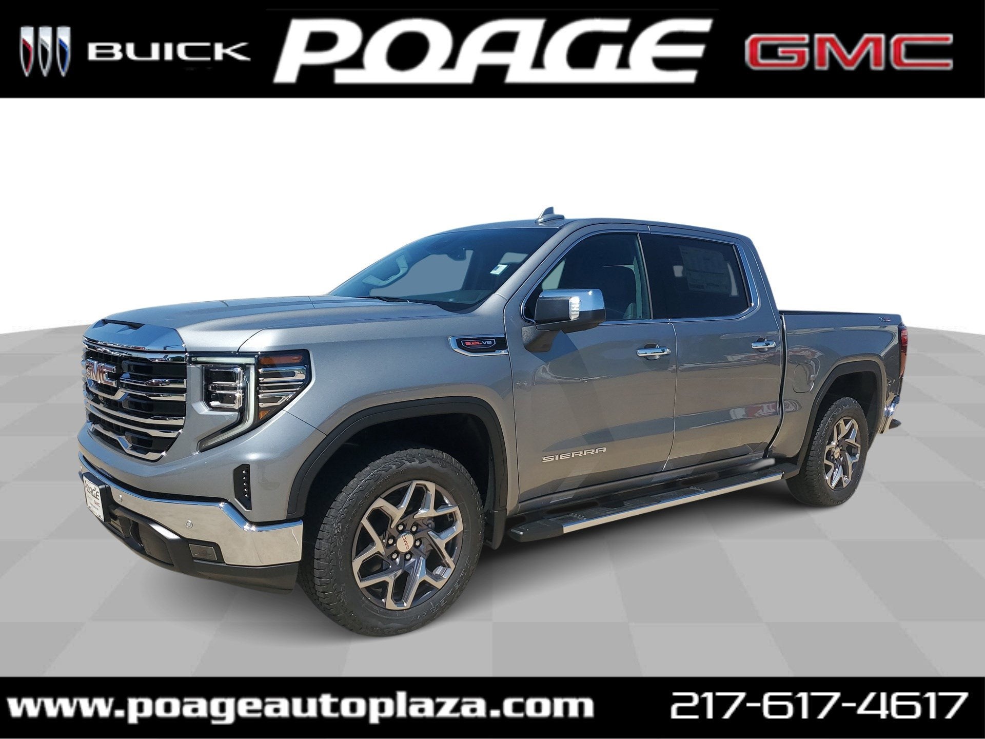 2026 GMC Sierra 1500 SLT in Sterling Metallic — front three-quarter view