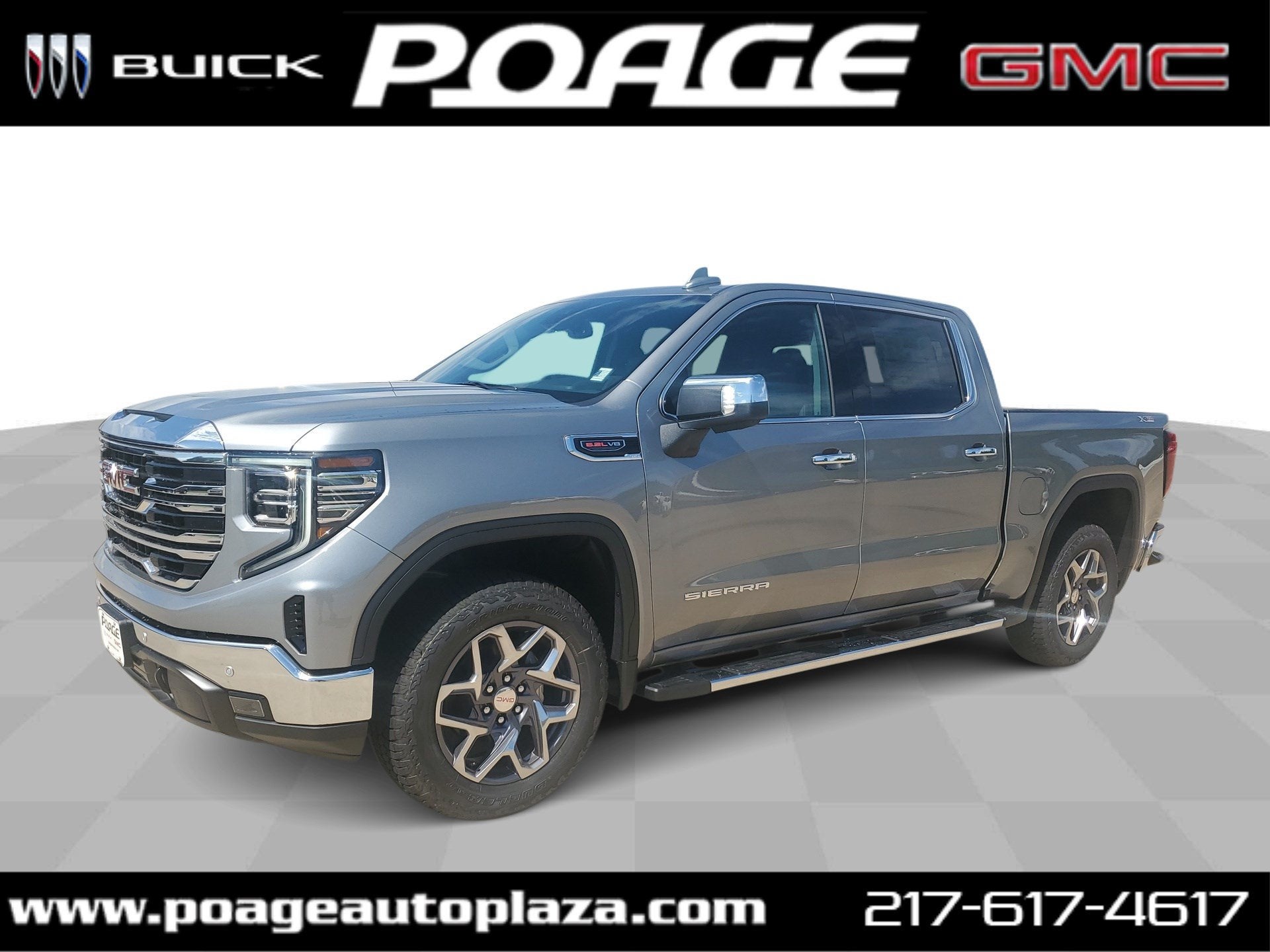 2026 GMC Sierra 1500 SLT in Sterling Metallic — front three-quarter view