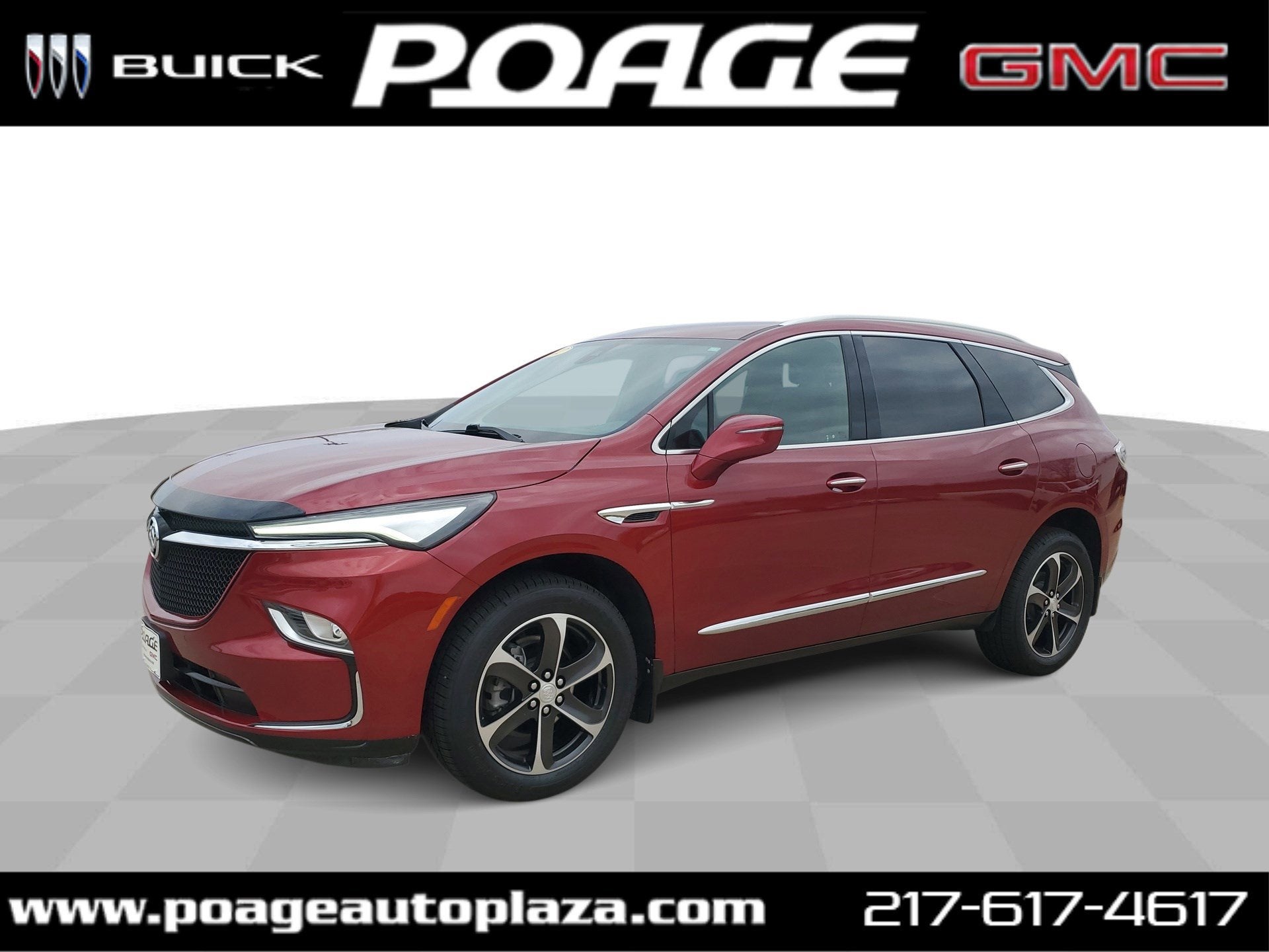 2022 Buick Enclave Essence in Cherry Red Tintcoat — front three-quarter view