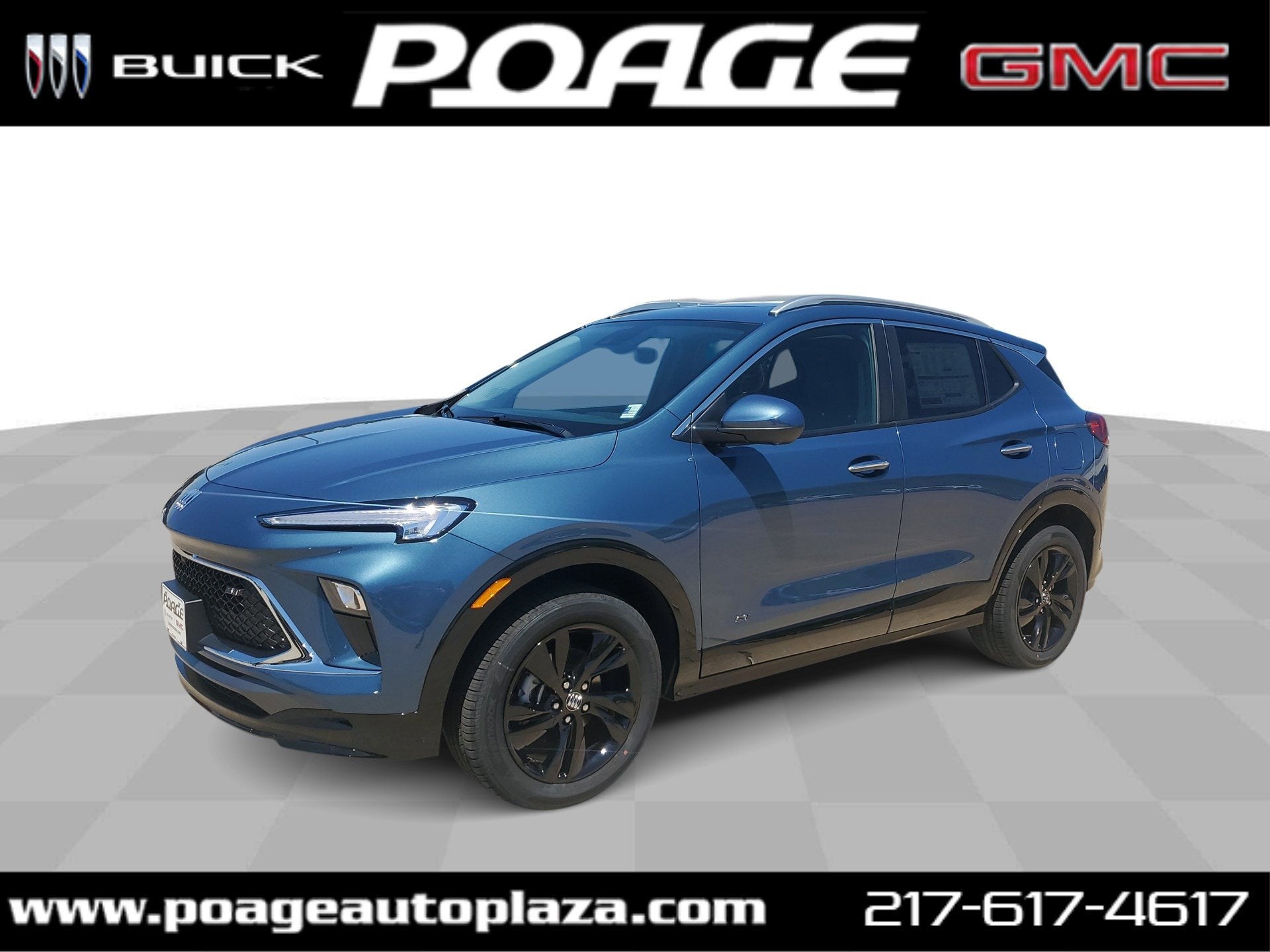 2026 Buick Encore GX Sport Touring in Ocean Blue Metallic — front three-quarter view