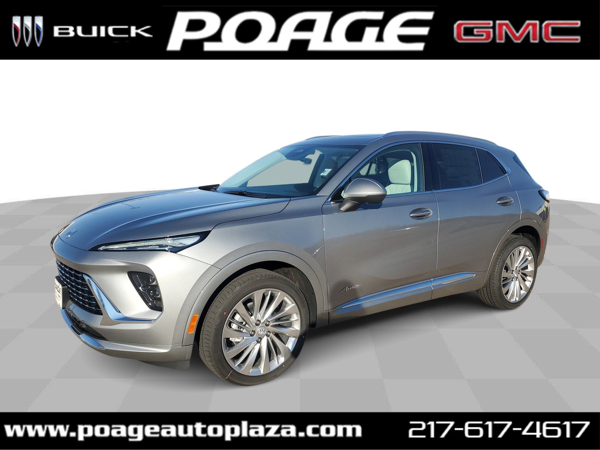 2026 Buick Envision Avenir in Moonstone Gray Metallic — front three-quarter view